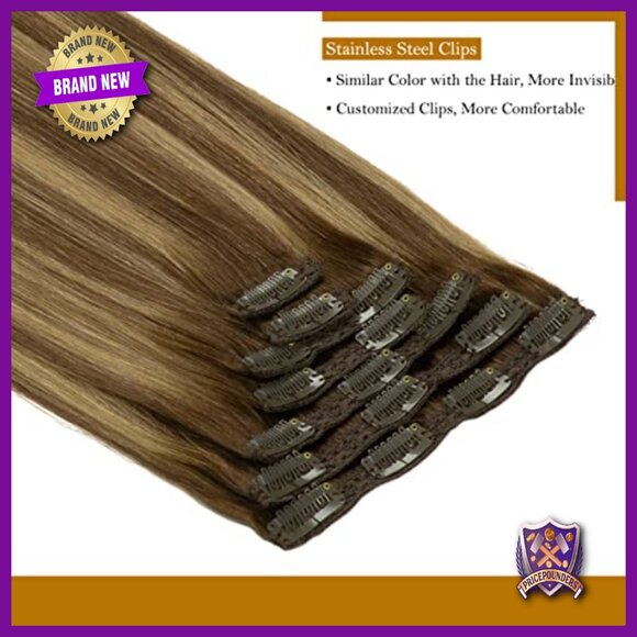20 Inch Human Hair Clip-In Extensions 140g Straight Double Weft